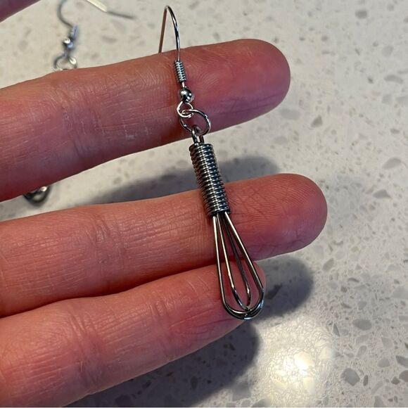 Unique Housewife Chef Inspired Whisk Dangle Earrings - Picture 7 of 11